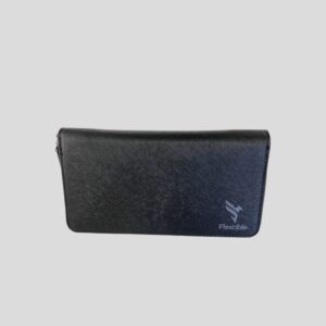 Portefeuille zippé unisexe Cay en cuir piqué